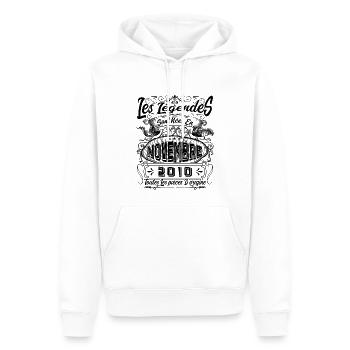Les Légendes Sont Nées En Novembre 2010 Cadeau - Sweat à capuche Premium bio Homme - blanc - Devant - Nico (187cm)
