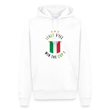 Italy Will Win The Cup ! - Sweat à capuche Premium bio Homme - blanc - Devant - Nico (187cm)