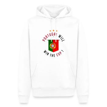 Portugal Will Win The Cup ! - Sweat à capuche Premium bio Homme - blanc - Devant - Nico (187cm)