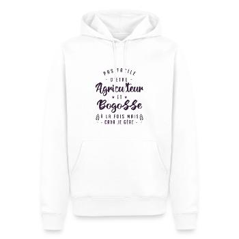 Agriculteur Bogosse Humour | cadeau d'anniversaire - Sweat à capuche Premium bio Homme - blanc - Devant - Nico (187cm)