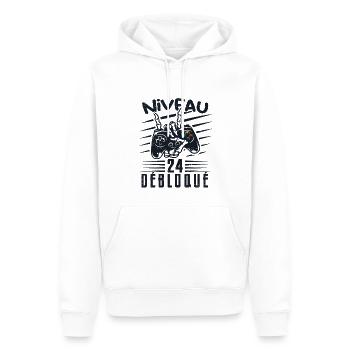 Niveau 24 Débloqué | cadeau de joueur - Sweat à capuche Premium bio Homme - blanc - Devant - Nico (187cm)