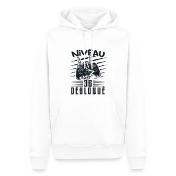 Niveau 36 Débloqué | cadeau de joueur - Sweat à capuche Premium bio Homme - blanc - Devant - Nico (187cm)
