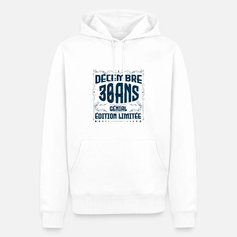 DÉCEMBRE 30 Ans | Édition limitée - Sweat à capuche Premium bio Homme - blanc