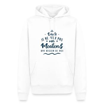 Désolé mes moutons ont besoin de moi - Sweat à capuche Premium bio Homme - blanc - Devant - Nico (187cm)