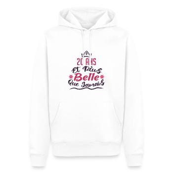 20 ans et plus belle que jamais - Sweat à capuche Premium bio Homme - blanc - Devant - Nico (187cm)