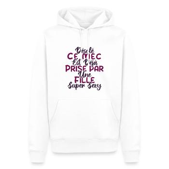 Ce mec est déjà pris par une fille super sexy - Sweat à capuche Premium bio Homme - blanc - Devant - Nico (187cm)
