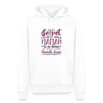 Tu as deviné je vais être grande soeur | Humour - Sweat à capuche Premium bio Homme - blanc - Devant - Nico (187cm)