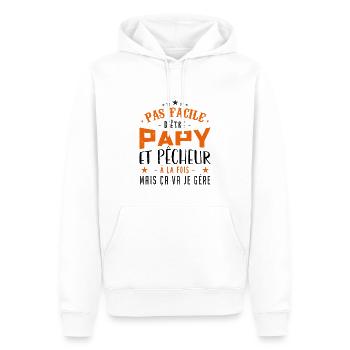 Papy Pêcheur, Cadeau - Sweat à capuche Premium bio Homme - blanc - Devant - Nico (187cm)