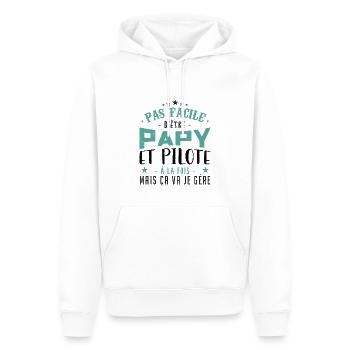 Papy Pilote - Sweat à capuche Premium bio Homme - blanc - Devant - Nico (187cm)