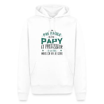 Papy et professeur | cadeau - Sweat à capuche Premium bio Homme - blanc - Devant - Nico (187cm)