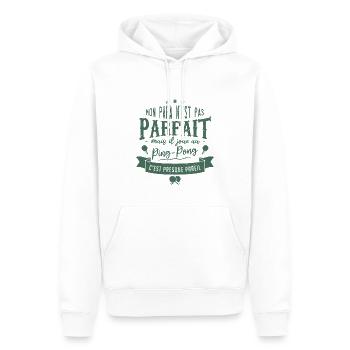 Papa ping pong - Sweat à capuche Premium bio Homme - blanc - Devant - Nico (187cm)