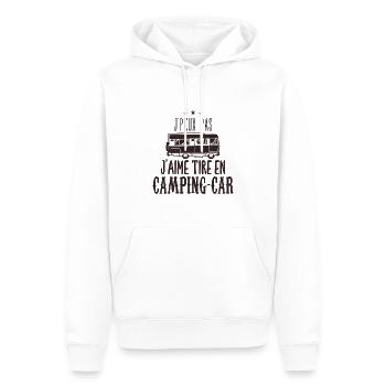 j'peux pas j'aime tire en camping-car - Sweat à capuche Premium bio Homme - blanc - Devant - Nico (187cm)