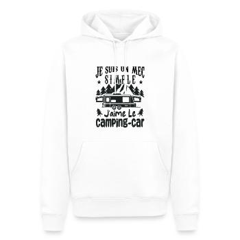 Je Suis Un Mec Simple J'aime le Camping-car - Sweat à capuche Premium bio Homme - blanc - Devant - Nico (187cm)