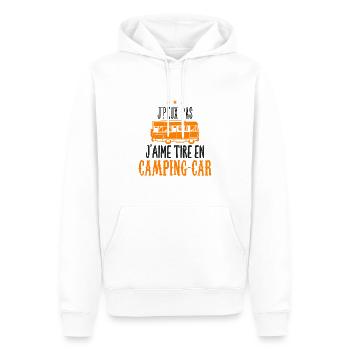 j'peux pas j'aime tire en camping-car - Sweat à capuche Premium bio Homme - blanc - Devant - Nico (187cm)