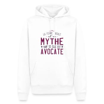 Avocate femme. Cadeau métier loi mythe tribunal - Sweat à capuche Premium bio Homme - blanc - Devant - Nico (187cm)