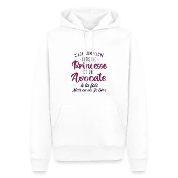 Princesse Avocate | cadeau métier - Sweat à capuche Premium bio Homme - blanc - Devant - Nico (187cm)