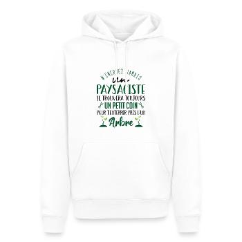 N' Énervez Jamais Un Paysagiste - Sweat à capuche Premium bio Homme - blanc - Devant - Nico (187cm)