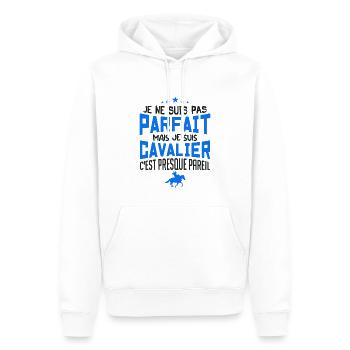 pas parfait mais cavalier - Sweat à capuche Premium bio Homme - blanc - Devant - Nico (187cm)