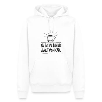 Ne Pas Me Parler Avant Mon Café - Sweat à capuche Premium bio Homme - blanc - Devant - Nico (187cm)