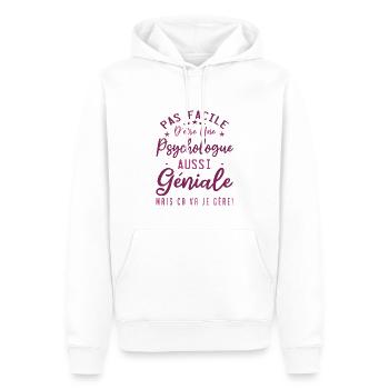 Psychologue - Sweat à capuche Premium bio Homme - blanc - Devant - Nico (187cm)