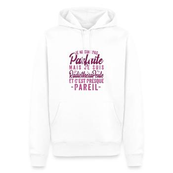 Je Ne Suis Pas Parfaite Mais Je Suis radiothérapeu - Sweat à capuche Premium bio Homme - blanc - Devant - Nico (187cm)