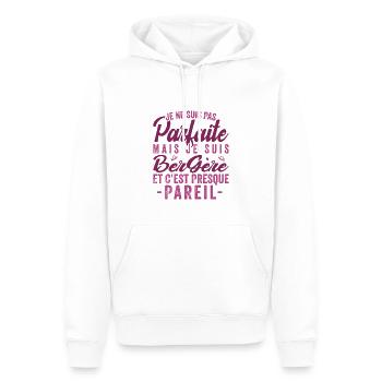 Je Ne Suis Pas Parfaite Mais Je Suis bergère - Sweat à capuche Premium bio Homme - blanc - Devant - Nico (187cm)