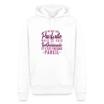 Je Ne Suis Pas Parfaite Mais Je Suis ingénieure - Sweat à capuche Premium bio Homme - blanc - Devant - Nico (187cm)