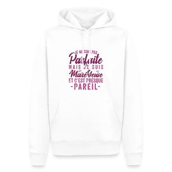Je Ne Suis Pas Parfaite Mais Je Suis Mareyeuse - Sweat à capuche Premium bio Homme - blanc - Devant - Nico (187cm)