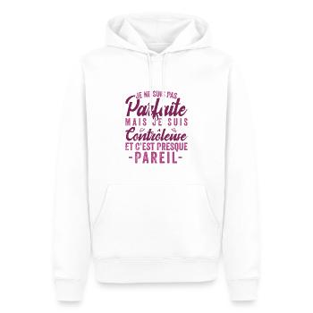 Je Ne Suis Pas Parfaite Mais Je Suis contrôleuse - Sweat à capuche Premium bio Homme - blanc - Devant - Nico (187cm)