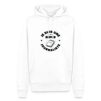 Je Suis Une Super Journaliste | Journaliste Cadeau - Sweat à capuche Premium bio Homme - blanc - Devant - Nico (187cm)