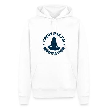 j'peux pas j'ai méditation - Sweat à capuche Premium bio Homme - blanc - Devant - Nico (187cm)