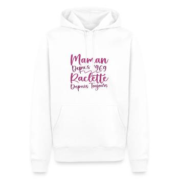 Maman depuis 1969 Raclette depuis toujours, Cadeau - Sweat à capuche Premium bio Homme - blanc - Devant - Nico (187cm)