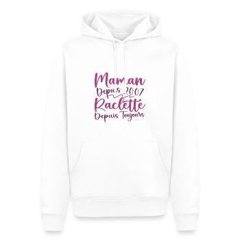 Maman depuis 2007 Raclette depuis toujours, Cadeau - Sweat à capuche Premium bio Homme - blanc - Devant - Nico (187cm)
