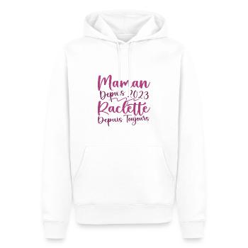 Maman depuis 2023 Raclette depuis toujours, Cadeau - Sweat à capuche Premium bio Homme - blanc - Devant - Nico (187cm)