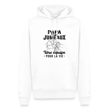 Papa Et Les Jumeaux Une équipe Pour La Vie - Sweat à capuche Premium bio Homme - blanc - Devant - Nico (187cm)