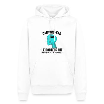 Camping-car Humour Docteur Dit, Camping-car drôle - Sweat à capuche Premium bio Homme - blanc - Devant - Nico (187cm)