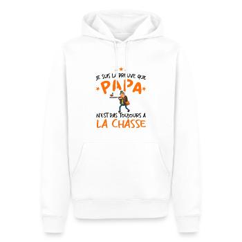 Preuve que papa n'est pas toujours à la chasse - Sweat à capuche Premium bio Homme - blanc - Devant - Nico (187cm)