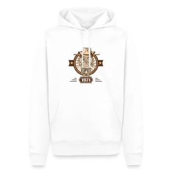 1971 | Cadeau D'anniversaire | Amoureux Du Chat - Sweat à capuche Premium bio Homme - blanc - Devant - Nico (187cm)