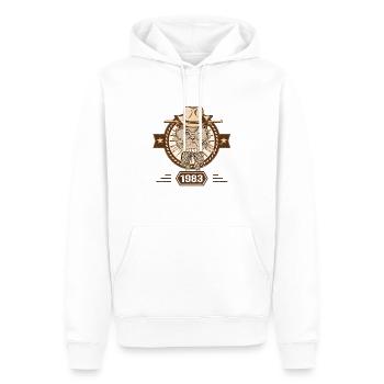 1983 | Cadeau D'anniversaire | Amoureux Du Chat - Sweat à capuche Premium bio Homme - blanc - Devant - Nico (187cm)