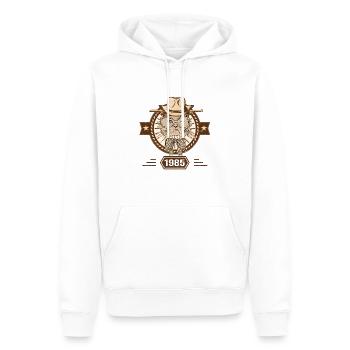 1985 | Cadeau D'anniversaire | Amoureux Du Chat - Sweat à capuche Premium bio Homme - blanc - Devant - Nico (187cm)