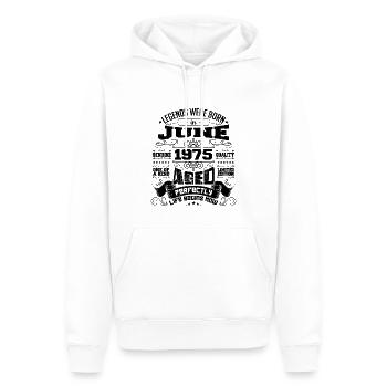 1975 Juin Anniversaire 1975 Juin | né en June 1975 - Sweat à capuche Premium bio Homme - blanc - Devant - Nico (187cm)