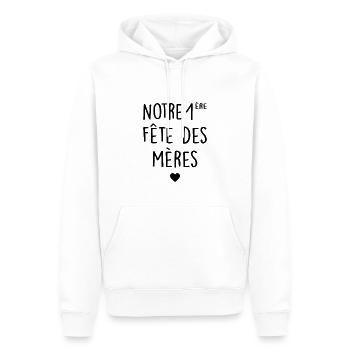 Fête des mères Première fête des mères Mère Fils - Sweat à capuche Premium bio Homme - blanc - Devant - Nico (187cm)