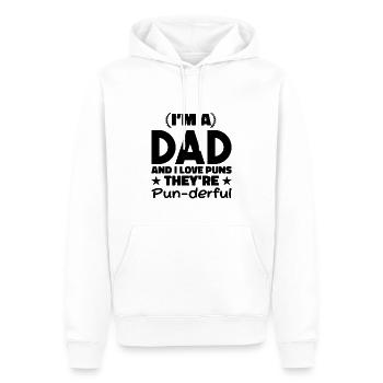 Ich liebe Wortspiele | Herren | Papas Witz - Männer Premium Bio Hoodie - Weiß - Vorne - Nico (187cm)