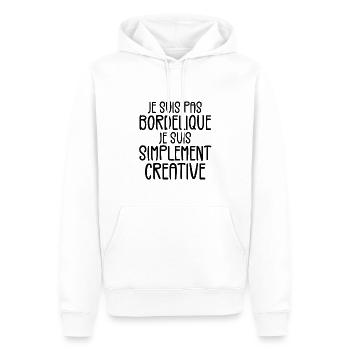 Je suis pas bordélique je suis simplement créative - Sweat à capuche Premium bio Homme - blanc - Devant - Nico (187cm)