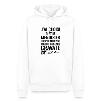 Humour Menuisier Atelier de Menuiserie - Sweat à capuche Premium bio Homme - blanc - Devant - Nico (187cm)