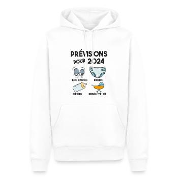 Prévisions pour 2024 Humour Futur Papa pour 2024 - Sweat à capuche Premium bio Homme - blanc - Devant - Nico (187cm)