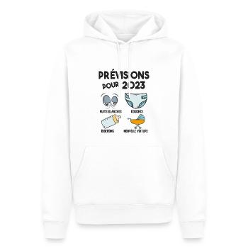 Prévisions pour 2023 Humour Futur Papa pour 2023 - Sweat à capuche Premium bio Homme - blanc - Devant - Nico (187cm)