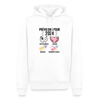Prévisions pour 2024 Humour Futur Papa pour 2024 - Sweat à capuche Premium bio Homme - blanc - Devant - Nico (187cm)