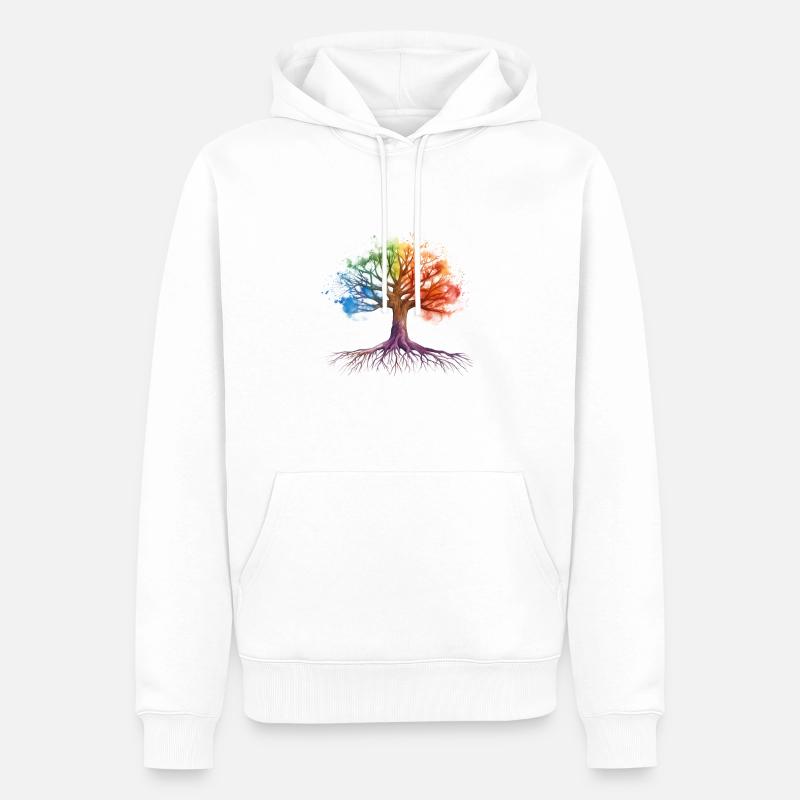 Bunter Baum - Männer Premium Bio Hoodie - Weiß