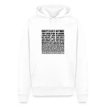 Verrückt? Ich war mal verrückt. Lustiges Trend-Meme - Männer Premium Bio Hoodie - Weiß - Vorne - Nico (187cm)